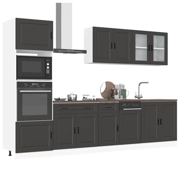 vidaXL 7 Piece Kitchen Cabinet Set Porto Black Engineered Wood