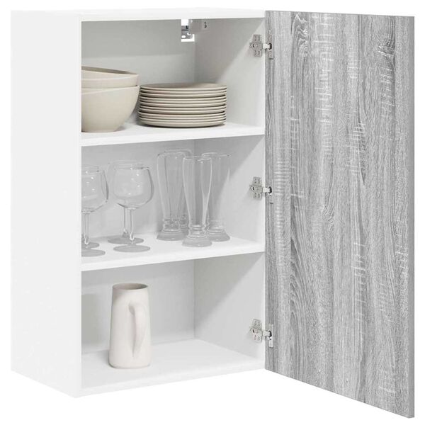 vidaXL Hanging Cabinet with Door Grey Sonoma and White 50 x 31 x 80 cm