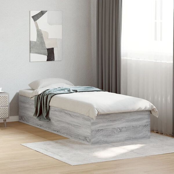 vidaXL Bed Frame without Mattress Grey Sonoma 100x200 cm