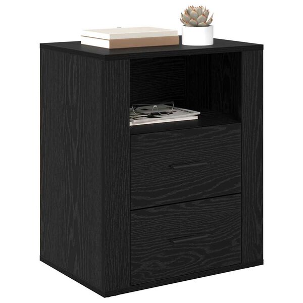 vidaXL Bedside Cabinet Black Oak 35 x 50 x 60 cm Engineered Wood