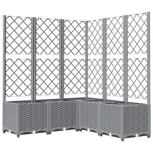 vidaXL Garden Planter with Trellis Light Grey 120x120x136 cm PP
