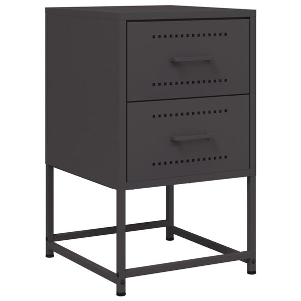 vidaXL Bedside Cabinet Black 36x39x60.5 cm Steel