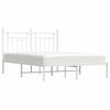 vidaXL Metal Bed Frame without Mattress with Headboard White 140x190cm