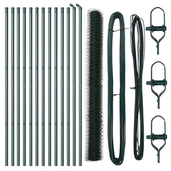 vidaXL Fence Post Green 25 x 1.5 m (50 mm mesh) Steel