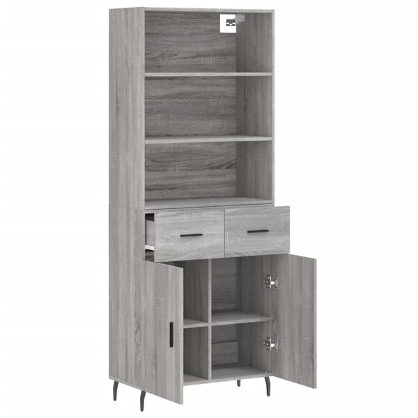 vidaXL Highboard Grey Sonoma 69.5x34x180 cm Engineered Wood