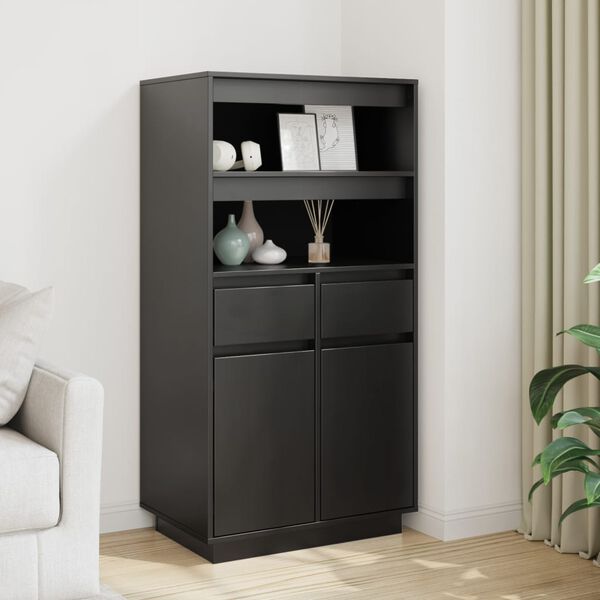 vidaXL Highboard Black 60x40x116.5 cm Solid Wood Pine