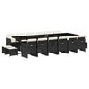 vidaXL 17 Piece Garden Dining Set with Cushions Black Poly Rattan
