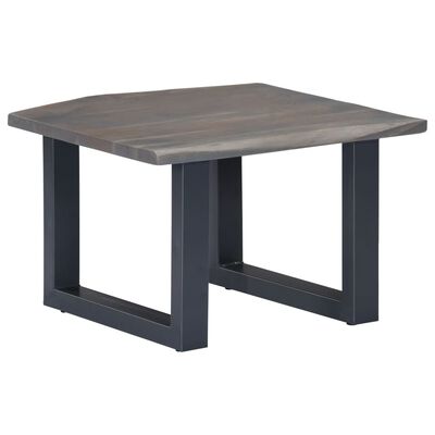 vidaXL Coffee Table with Live Edges Grey 60x60x40 cm Solid Acacia Wood