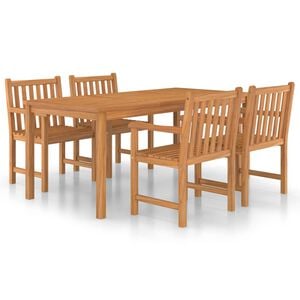 vidaXL Garden Dining Set | Teak Brown | Solid Teak Wood | 5 Piece Set | Durable