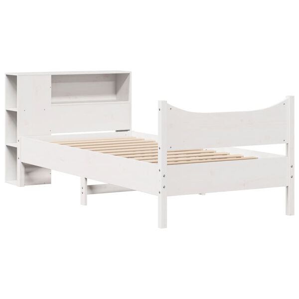 vidaXL Bed Frame without Mattress White 75x190 cm Small Single Solid Wood Pine