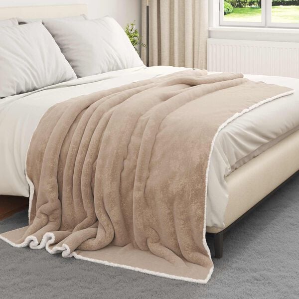 vidaXL Throw Blanket Camel 150 x 200 cm Fleece