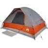 vidaXL Camping Tent Dome 4-Person Grey and Orange Waterproof