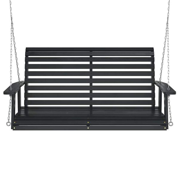 vidaXL Garden Swing Bench with Metal Chains Black Solid Wood Fir