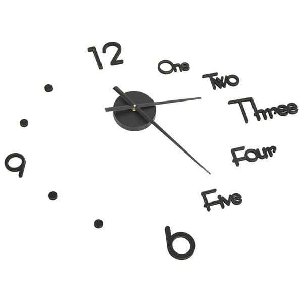 vidaXL 3D Wall Clock Modern Design Black 100 cm XXL