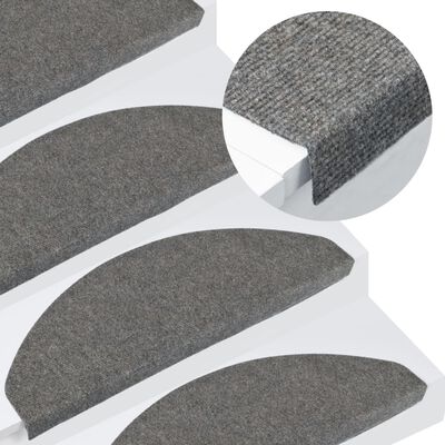 vidaXL Stair Mats Self-adhesive 15 pcs 65x22.5x3.5 cm Grey