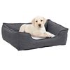 vidaXL Dog Bed Grey and White 85.5x70x23 cm Linen Look Fleece