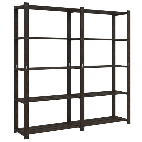 vidaXL 5-Tier Storage Rack Black 170x38x170 cm Solid Wood Pine