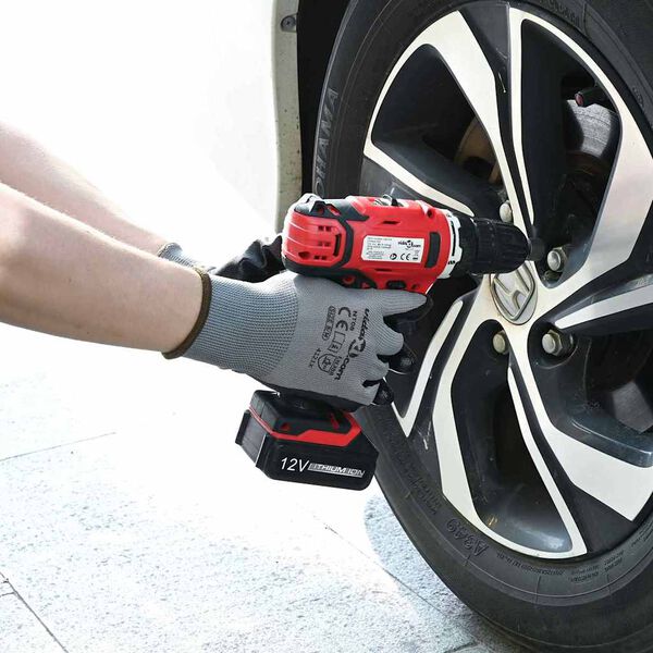 vidaXL Work Gloves 24 pcs Grey and Black 9 / L Polyester