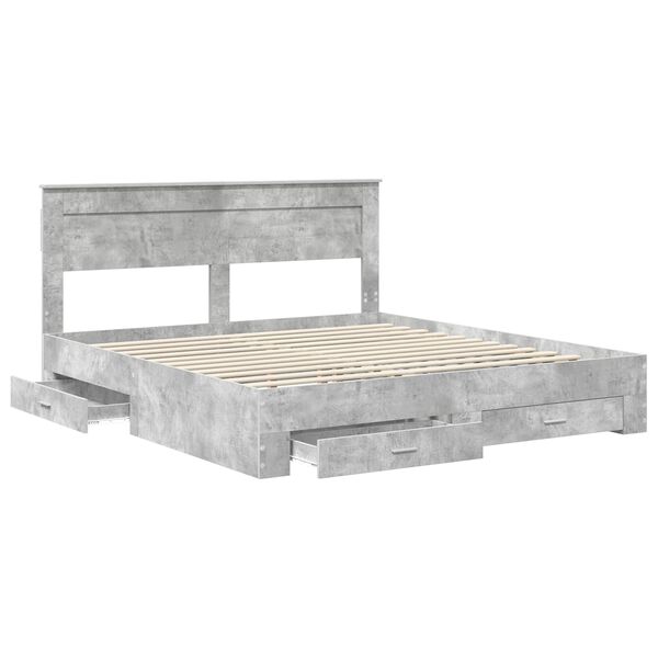 vidaXL Bed Frame Concrete Grey 200 x 200 cm Engineered Wood
