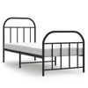 vidaXL Metal Bed Frame without Mattress with Footboard Black 75x190cm