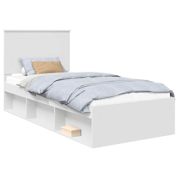 vidaXL Bed Frame with Headboard White 75 x 190 cm Solid Pine Wood