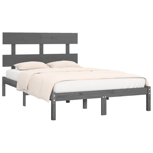 vidaXL Bed Frame without Mattress Grey 200x200 cm Solid Wood