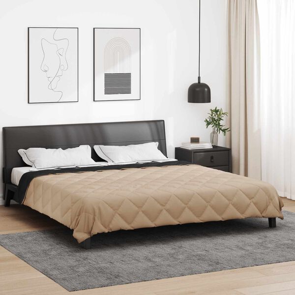 vidaXL Summer Duvet Black and Taupe 240 x 200 cm Microfiber