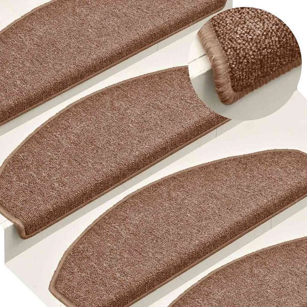 vidaXL Stair Mats 30 pcs 65x24x4 cm Brown Half Round Large