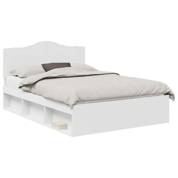 vidaXL Bed Frame with Headboard White 140 x 200 cm Solid Pine Wood