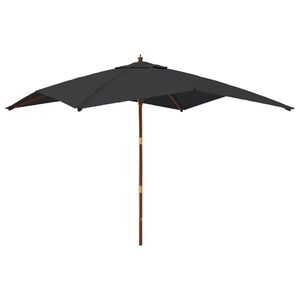 vidaXL Garden Parasol | Black | Polyester, Hardwood | UV-resistant materials