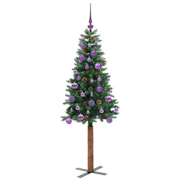 vidaXL Slim Christmas Tree Green 150 cm PVC and Solid Pine wood