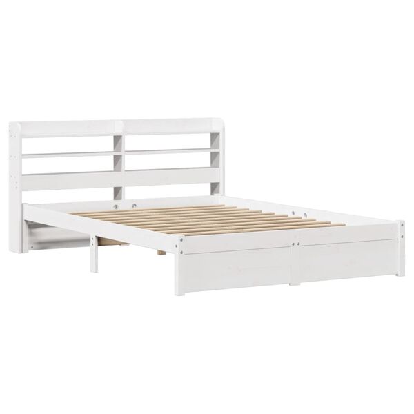 vidaXL Bed Frame with Headboard without Mattress White 140x190 cm