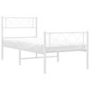 vidaXL Metal Bed Frame without Mattress with Footboard White 90x190cm