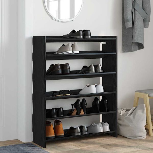 vidaXL Shoe Rack Black 80x25x100 cm Engineered Wood