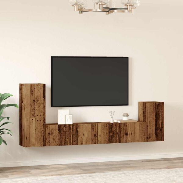 vidaXL 4 Piece TV Cabinet Set Wall-mounted Old Wood Engineered Wood