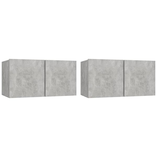 vidaXL Hanging TV Cabinets 2 pcs Concrete Grey 60x30x30 cm