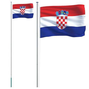 vidaXL Croatia Flag and Pole 6.08 m Aluminium