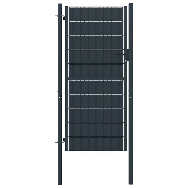 vidaXL Fence Gate PVC and Steel 100x204 cm Anthracite