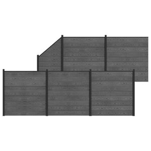 vidaXL Fence Set 6 pcs 965 x 186 cm WPC and Aluminium Grey