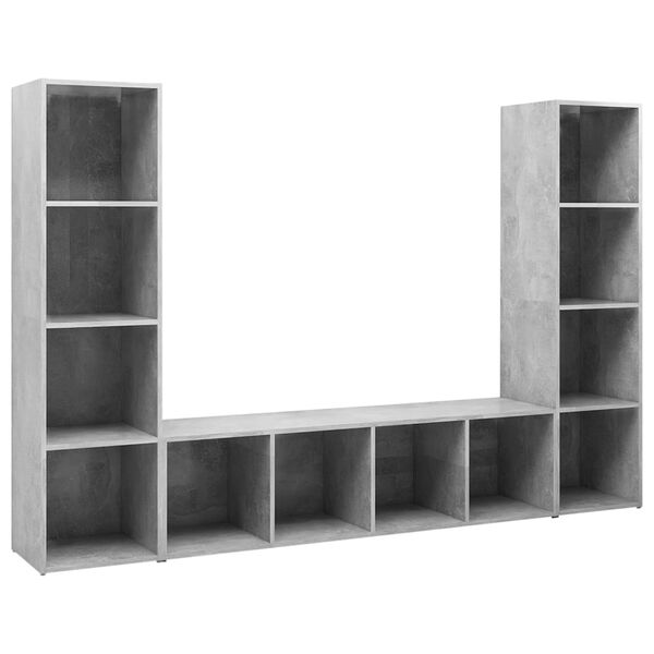 vidaXL TV Cabinets 3 pcs Concrete Grey 142.5x35x36.5 cm Engineered Wood