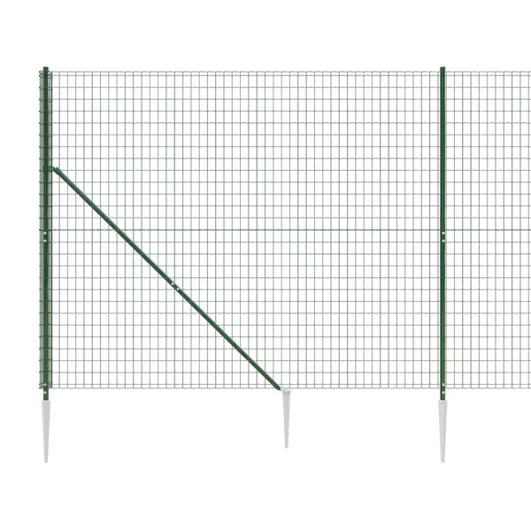 vidaXL Wire Mesh Fence with Spike Anchors Green 2.2x10 m