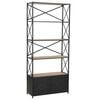 vidaXL Bookshelf | Black and natural wood | Solid firwood and steel | Standard