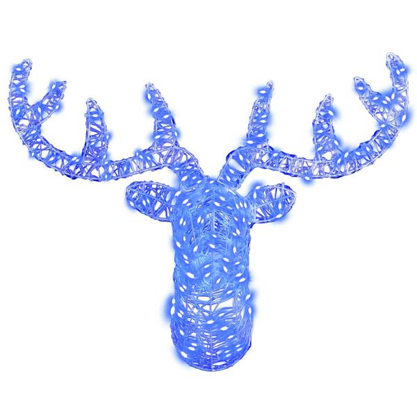vidaXL Reindeer Head with 140 LEDs Blue 60 cm Acrylic