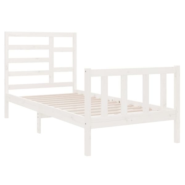 vidaXL Bed Frame without Mattress White Solid Wood 75x190 cm Small Single
