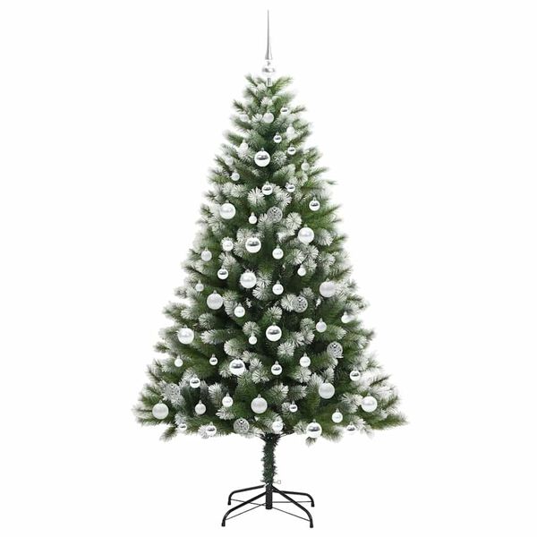 vidaXL Artificial Hinged Christmas Tree with Flocked Snow 180 cm