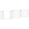 vidaXL Dog Gate with Door Foldable 6 Panels White 300 cm Solid Wood Fir