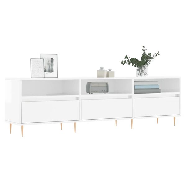 vidaXL TV Cabinet High Gloss White 150x30x44.5 cm Engineered Wood