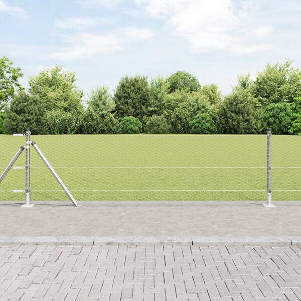 vidaXL Fence with Posts Silver 0.6 x 25 m PVC-coated steel
