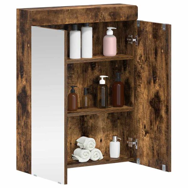 vidaXL Bathroom Mirror Cabinet TULUM Smoked Oak 60 x 16.5 x 78 cm