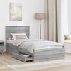 vidaXL Bed Frame Grey Sonoma and Silver 75 x 190 cm Engineered Wood